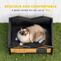 Pawhut Outdoor Wooden Cat House, Insulated Cat Shelter, Raised Base - thumbnail 8