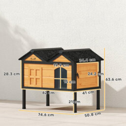 Pawhut Outdoor Wooden Cat House, Insulated Cat Shelter, Raised Base - thumbnail 3