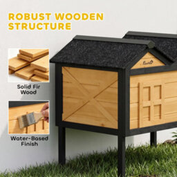 Pawhut Outdoor Wooden Cat House, Insulated Cat Shelter, Raised Base - thumbnail 7