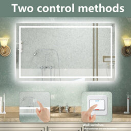 AVER-GROWTH Bathroom Mirror With Led Lights Demister Pad Anti-Fog Dimmable Touch/wall Switch Portrait/landscape Wall Mounted 1500X800mm - thumbnail 4