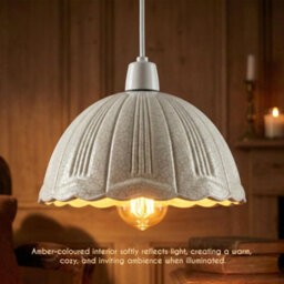 Crackle Glass Pendant Lamp Shade 18Cm Vintage Scalloped E27 White Replacement For Kitchen Dining Living Room - thumbnail 5