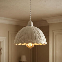Crackle Glass Pendant Lamp Shade 18Cm Vintage Scalloped E27 White Replacement For Kitchen Dining Living Room - thumbnail 8