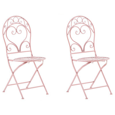 Beliani Set Of 2 Garden Chairs Albinia Metal Pink - image 1