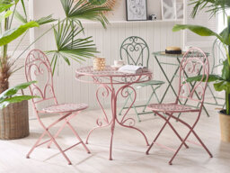 Beliani Set Of 2 Garden Chairs Albinia Metal Pink - thumbnail 2
