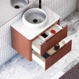 Royal Bathrooms Avenza 700mm Terracotta Clay Wall Hung Bathroom Countertop Vanity Unit 2 Drawer With Milan Basin - thumbnail 5