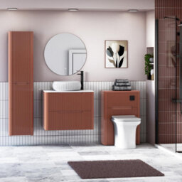 Royal Bathrooms Avenza 700mm Terracotta Clay Wall Hung Bathroom Countertop Vanity Unit 2 Drawer With Milan Basin - thumbnail 4