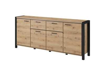 Arte Elegant Aktiv 25 Sideboard Cabinet 2130mm In Oak Taurus & Black Matt - Stylish Storage Solution H910mm D410mm - image 1