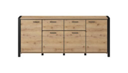 Arte Elegant Aktiv 25 Sideboard Cabinet 2130mm In Oak Taurus & Black Matt - Stylish Storage Solution H910mm D410mm - thumbnail 3