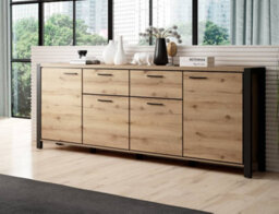 Arte Elegant Aktiv 25 Sideboard Cabinet 2130mm In Oak Taurus & Black Matt - Stylish Storage Solution H910mm D410mm - thumbnail 4