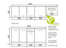 Impact Furniture Kitchen Cabinets 7 Units Set Sonoma Oak Cupboards Worktop Modern Small Budget Kitchenette Nela - thumbnail 3