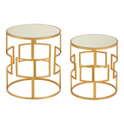 Orsina Set Of Two Gold Metal Round Side Tables,nesting Side Tables,small Bedside Tables,distinctive Accent Tables - thumbnail 2