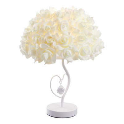 Darphe 40Cm Elegant Rose Shaped Warm Light Led Table Lamp With Metal Heart Shaped Base - image 1
