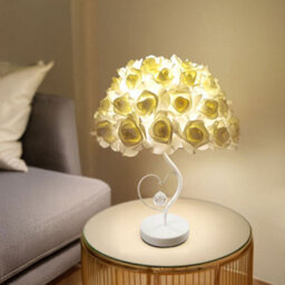 Darphe 40Cm Elegant Rose Shaped Warm Light Led Table Lamp With Metal Heart Shaped Base - thumbnail 2