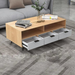 Natural Coffee Table With Storage Modern Farmhouse Accent Table Dining Table - thumbnail 2