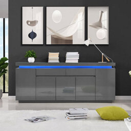 Furniture in Fashion Odessa Grey High Gloss Sideboard With 5 Door 2 Drawer And Led - thumbnail 2