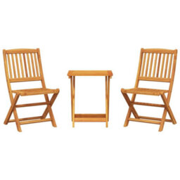 Walplus 3 Piece Folding Garden Outdoor Dining Set Suitable For Backyard, Patio Solid Wood Acacia - Cushion Not Included - thumbnail 2