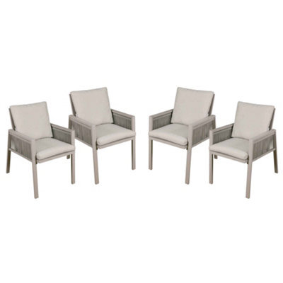 Dellonda Fusion Outdoor Garden Dining Chairs & Cushions, Set Of 4, Light Grey - image 1