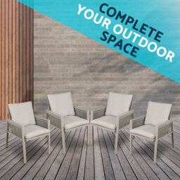 Dellonda Fusion Outdoor Garden Dining Chairs & Cushions, Set Of 4, Light Grey - thumbnail 2