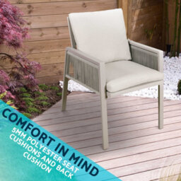 Dellonda Fusion Outdoor Garden Dining Chairs & Cushions, Set Of 4, Light Grey - thumbnail 3
