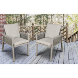Dellonda Fusion Outdoor Garden Dining Chairs & Cushions, Set Of 4, Light Grey - thumbnail 7
