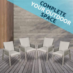 Dellonda Fusion Outdoor Garden Dining Chairs & Cushions, Set Of 4, Light Grey - thumbnail 9
