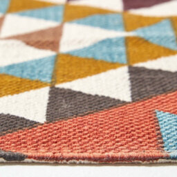 Homescapes Oslo Orange, Brown And Yellow Multi Coloured 100% Cotton Diamond Pattern Rug, 90 X 150 Cm - thumbnail 4