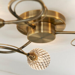 Anson Lighting Koln 3Lt Ceiling Light In  Antique Brass Plate & Antbrass Clear - thumbnail 6
