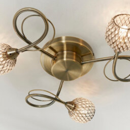 Anson Lighting Koln 3Lt Ceiling Light In  Antique Brass Plate & Antbrass Clear - thumbnail 5