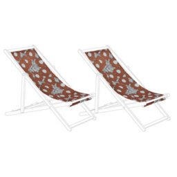 Beliani Set Of 2 Sun Lounger Replacement Fabrics Anzio/avellino 113 X 44 Cm Red