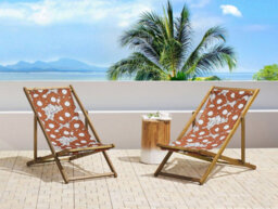 Beliani Set Of 2 Sun Lounger Replacement Fabrics Anzio/avellino 113 X 44 Cm Red - thumbnail 2