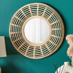 Wyld And Coco Econest Bamboo Round Wall Mirror 60Cm - Natural Frame, Minimalist Home Décor - thumbnail 2