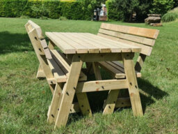 Arbor Garden Solutions Victoria Wooden Picnic Bench And Table Set, Space-Saving Outdoor Dining Set With Backrest (6Ft, Natural Finish) - thumbnail 5
