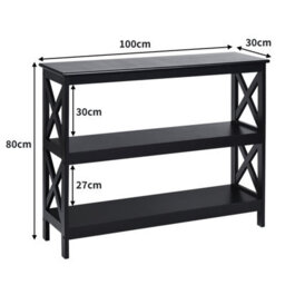 Costway 3-Tier Console Table X-Design Wooden Hall Desk Side End Table W/ Shelf - thumbnail 3