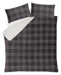 Smart Living Luxury Check Printed Flannel Fleece Duvet Cover With Pillowcases - thumbnail 4
