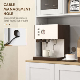 Wyld Haus Tabetti Two-Part White Kitchen Storage Cabinet With Appliance Space And Frosted Glass - thumbnail 7