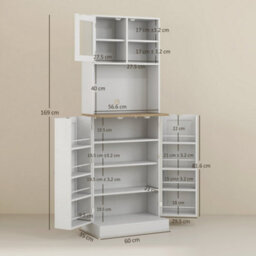 Wyld Haus Tabetti Two-Part White Kitchen Storage Cabinet With Appliance Space And Frosted Glass - thumbnail 4