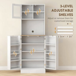 Wyld Haus Tabetti Two-Part White Kitchen Storage Cabinet With Appliance Space And Frosted Glass - thumbnail 6