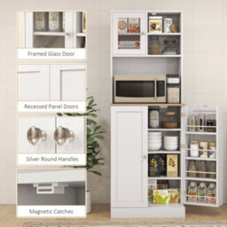 Wyld Haus Tabetti Two-Part White Kitchen Storage Cabinet With Appliance Space And Frosted Glass - thumbnail 8