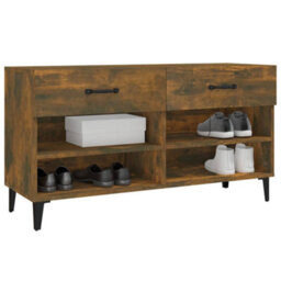 Berkfield Shoe Cabinet Smoked Oak 102X35X55 Cm Engineered Wood - thumbnail 4