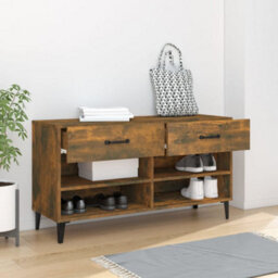 Berkfield Shoe Cabinet Smoked Oak 102X35X55 Cm Engineered Wood - thumbnail 3