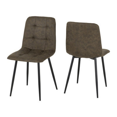 Seconique Fenton Indoor Dining Chair (Pack Of 4) - L55 X W44 X H86.5 Cm - Olive Green Suede Fabric - image 1