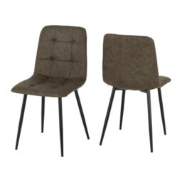 Seconique Fenton Indoor Dining Chair (Pack Of 4) - L55 X W44 X H86.5 Cm - Olive Green Suede Fabric - thumbnail 1