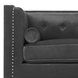Beliani Sofa 3 Seater Avaldsenes Velvet Dark Grey - thumbnail 6