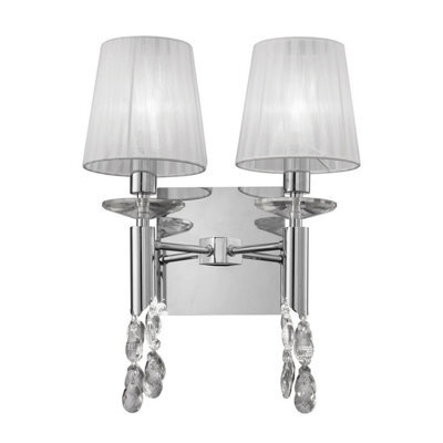 Luminosa Lighting Luminosa Tiffany Wall Lamp 2+2 Light E14 With White Shades Polished Chrome/crystal - image 1