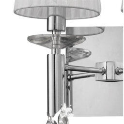 Luminosa Lighting Luminosa Tiffany Wall Lamp 2+2 Light E14 With White Shades Polished Chrome/crystal - thumbnail 4