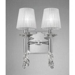 Luminosa Lighting Luminosa Tiffany Wall Lamp 2+2 Light E14 With White Shades Polished Chrome/crystal - thumbnail 2
