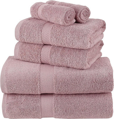 IHIDirect Supersoft 550Gsm 100% Pure Cotton 6Pc Towel Bale Set, Bath, Hand And Flannel -  Blush Pink