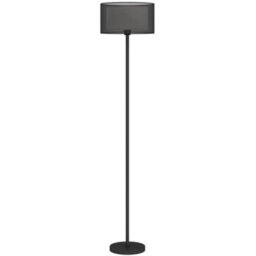 Wyld Haus Mira Black Metal And Fabric Floor Lamp With Double Layer Shade And Foot Switch - thumbnail 2