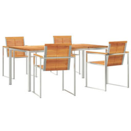 Berkfield Modern Garden Dining Set 5 Pcs Solid Wood Acacia
