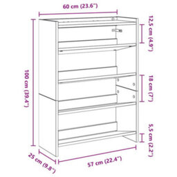 Berkfield Shoe Rack Sonoma Oak 80X25X61.5 Cm Engineered Wood - thumbnail 9